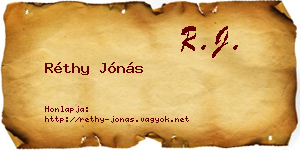 Réthy Jónás névjegykártya